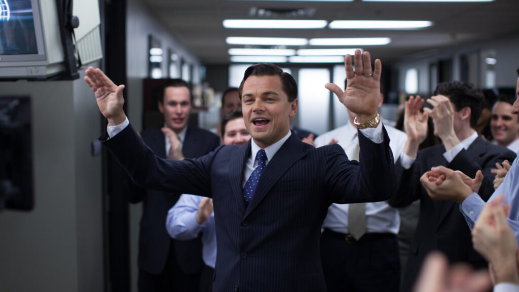 Leonardo DiCaprio as Jordan Belfort in a scene from 'The Wolf of Wall Street'.