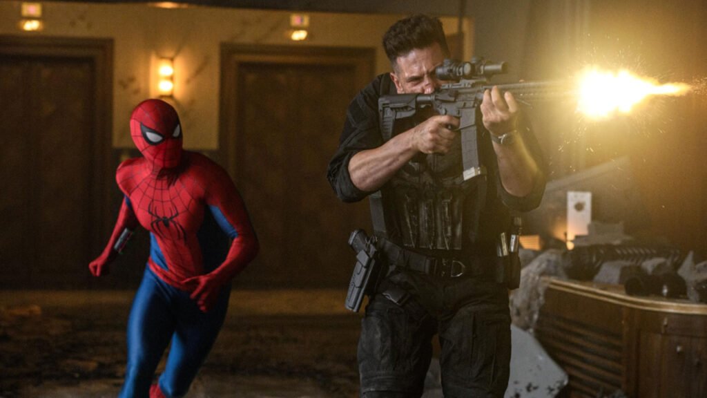 Tom Holland and Jon Bernthal in the movie “Spider-Man: Brand New Day.”