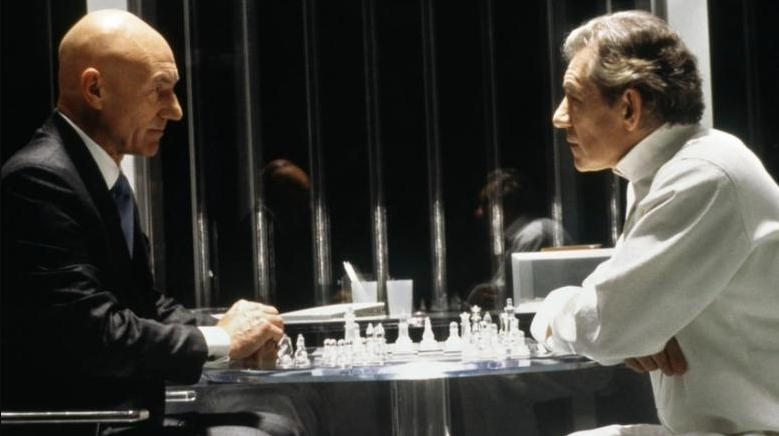 Sir Patrick Stewart as Professor Charles Xavier and Ian McKellen as Erik Lehnsherr, also known as Magneto, in the X-Men film franchise. Their opposing beliefs about mutant-human coexistence defined the series.