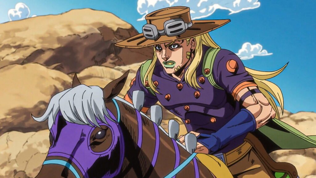 A still from JoJo's Bizarre Adventure: Steel Ball Run