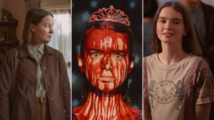 Samantha Sloyan as Margaret White and Summer H. Howell as Carrie White in Carrie