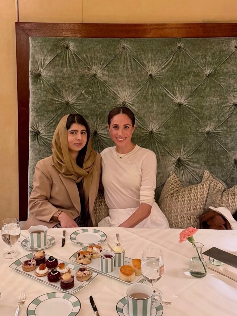 Malala Yousafzai and Meghan Markle at during lunch date at Claridge's.