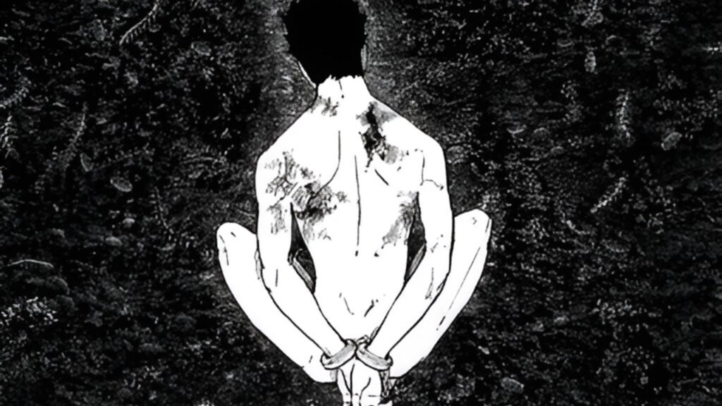 Shurin interrogates a captured agent in Kagurabachi Chapter 137.