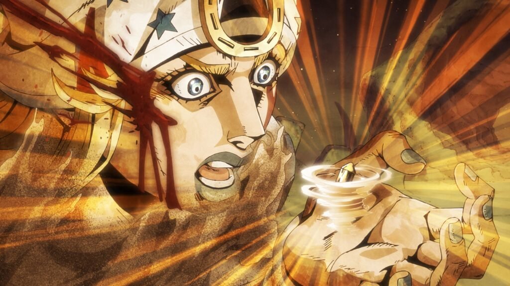 A still from JoJo's Bizarre Adventure: Steel Ball Run